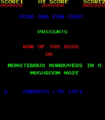 War of the Bugs or Monsterous Manouvers in a Mushroom Maze screen shot title